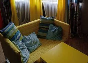 Sofa Ikea żółta plus stolik plus zasłony komplet