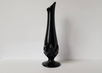 Wazon z liśćmi / listkami (ok. 28,7 cm), Ząbkowice, szkło PRL
