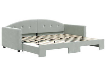 Sofa rozsuwana jasnoszara aksamit 90x200 cm WM-3197301