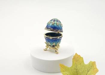 Jajko jajo faberge pojemniki szkatułka błękitnoniebieskie