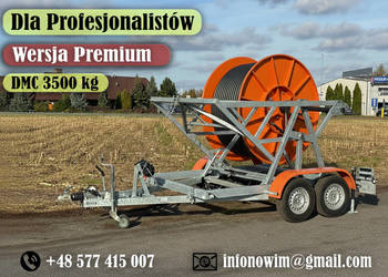 Przyczepa kablówka do bębnów kabli drutów światłowodów węży kablowa