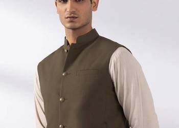Kamizelka męska Nehru jacket L ciepły brąz indyjska Orient boho