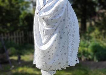 Duża chusta szal dupatta haftowana biała bawełna orient hidżab hijab turba