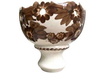 Vintage ceramiczny klosz lampy - motywy kwiatowe - PRL lata 70/80