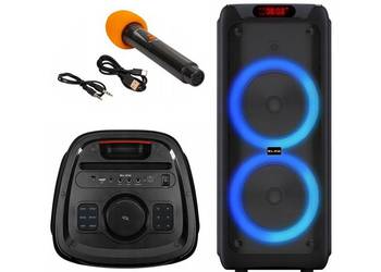 GŁOŚNIK BLUETOOTH USB SD KARAOKE MIKROFON DJ Wodzirej KOLUMNA MEGA BAS 300W