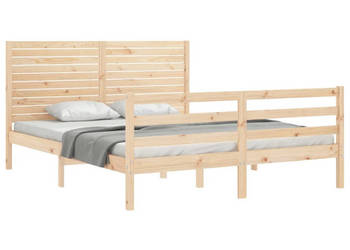 Rama łóżka z wezgłowiem lite drewno 160x200 cm WM-3195036