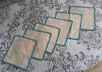 Serwetki lniane z zielonym obrzeżem (6 szt.), 24 x 23, do sprzedania