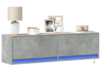 Ścienna szafka TV z LED szarość betonu 140x31x38 cm WM-852372