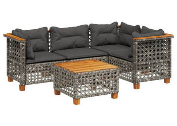 5-cz. zestaw wypoczynkowy do ogrodu poduszki szary rattan PE WM-3261807