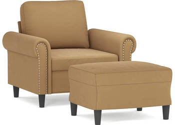 Fotel z podnóżkiem brązowy 60 cm obity aksamit WM-3201212