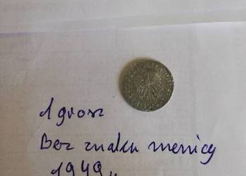 1 grosz bez znaku menicy z1949r.