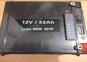 Akumulator 12V/32Ah 18650 Li-ion 3s11p USB 5V/3A + wskaźnik