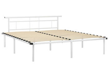 Łóżko Metalowe Białe Rama Łóżka Ze Stelażem Biała 200 x 200 cm WM-324839