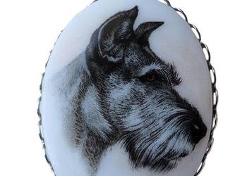 VINTAGE KANADA NASZYJNIK WISIOR PORCELANA SCOTTISH TERIER DOG LATA 60/70