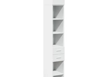 Wąska szafka biała 30x425x225 cm materiał drewnopochodny WM-3281266