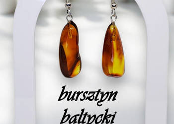 Kolczyki z BURSZTYNU, bursztyn bałtycki, bryłki, cytryna koniak #1033