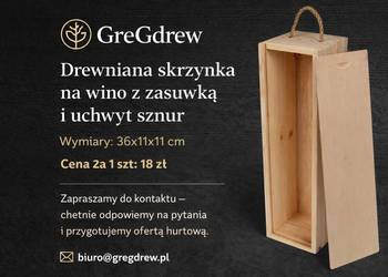 Elegancka drewniana skrzynka na wino z zasuwką 36x11x11 cm | Producent