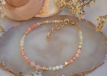 Bransoletka amazonit, kamień słoneczny i hematyt