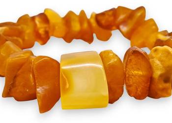 Bransoletka z bursztynu, BURSZTYN cytryna antyk mleko, krążek #1514