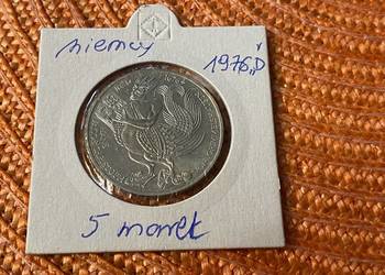 moneta srebrna niemiecka 5 marek z 1976r