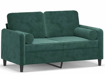 2-osobowa sofa z poduszkami ciemnozielona 120 cm aksamit WM-3200873