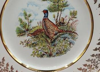 Talerz vintage porcelana kostna ptaki bażanty pottery