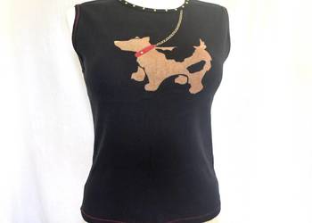Bluzka bez rękawów Czarna r. 38 Sweterkowa PIESek NOWA