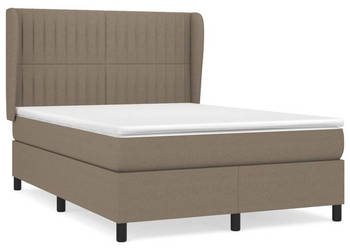 Łóżko kontynentalne z materacem taupe tkanina 140x190 cm WM-3128121