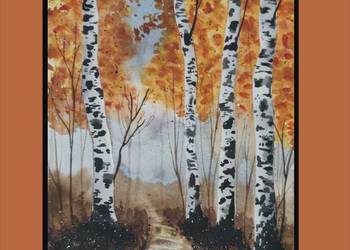 Akwarela Akwarelka Obraz pt: Brzozy . 073