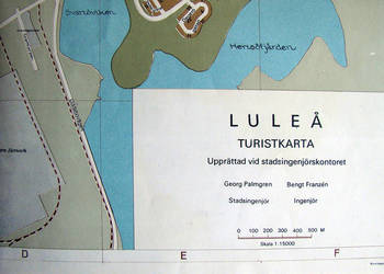 LULEA (Szwecja). Mapa centrum i okolic. 1969
