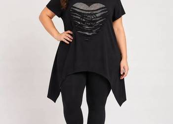 Tunika damska PLUS SIZE serca i przetarciem glamour viskoza, biust-140CM
