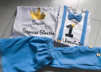 Komplet błękitny moje 1 urodzinki na roczek chłopca mstylroczek.pl