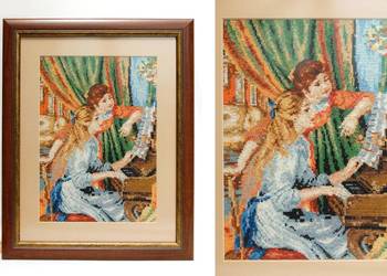 Renoir Dziewczęta przy pianinie impresjonizm obraz haftowany