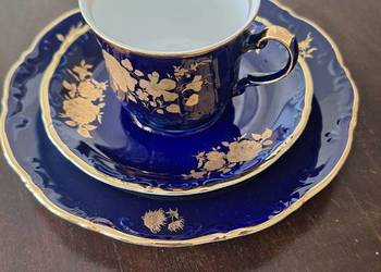 Stare Trio Mitterteich Bavaria Фарфор Кобальт Złota Róża Niemcy Vintage