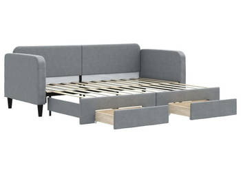 Sofa rozsuwana z szufladami jasnoszara tkanina 80x200 cm WM-3196847