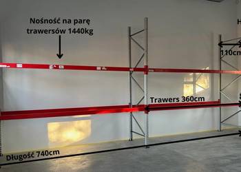 Regał magazynowy paletowy MGL H360cm G110cm trawers 360cm