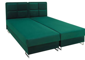 Łóżko Hotelowe Kontynentalne Tapicerowane Zielone Podwójne