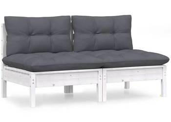 2-osobowa sofa ogrodowa z antracytowymi poduszkami sosnowa WM-3095993
