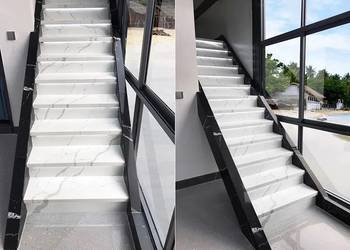 Płytki schodowe 100x30 BIAŁY MARMUR POŁYSK czarna WANGA