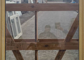 OKNA KacprzaK Witryna 105X159 FIX Używany PCV Plastikowy Jasny Brąz C.Szyba