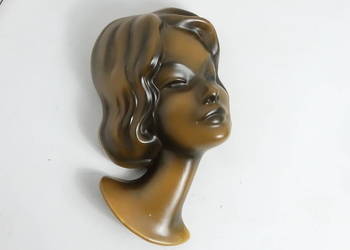 Maska ścienna ceramika 587g / Popiersie kobiety Mid-Century Modern lata 60/
