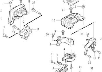 VOLVO S40 V50 sruba tylnej poduszki silnika OE