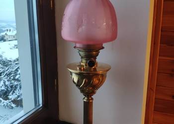 Ogromna wiktoriańska mosiężna lampa naftowa 3