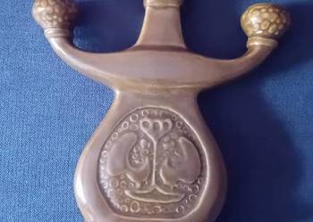 Trójramienny świecznik ceramiczny Bochnia. PRL. Trójramienny świecznik ceramiczny Bochnia. PRL.