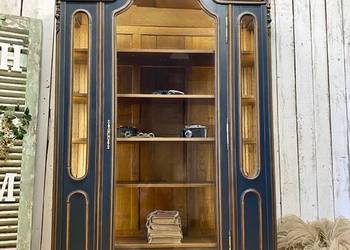 BIBLIOTEKA 1-drzwiowa witryna antracyt, Louis XV Francja I pół. XX w. Antyk