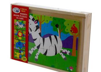 DREWNIANE  PUZZLE SAFARI  4 W 1