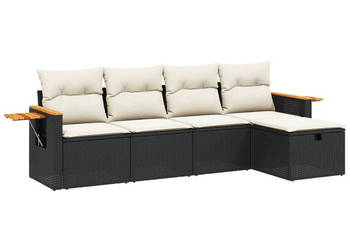 5-cz. zestaw wypoczynkowy do ogrodu poduszki czarny rattan PE WM-3265501