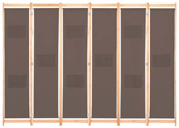 Parawan 6-panelowy brązowy 240 x 170 x 4 cm tkanina WM-248182