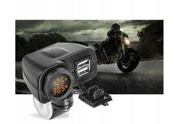 ŁADOWARKA USB Z WOLTOMIERZEM TERMOMETREM DO MOTOCYKLA