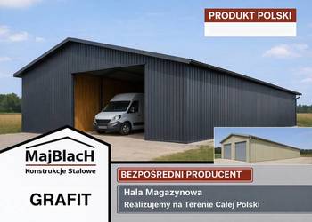 Garaż Blaszany - Konstrukcja Stalowa Profil Grafit Wiata   - Maj-BlacH